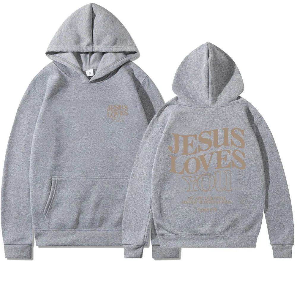 Jesus Loves You Print Hoodies for Women's Y2K Clothes Long Sleeve Fun Graphic Hooded Sweatshirts 2023 Fall Winter Pullover Tops