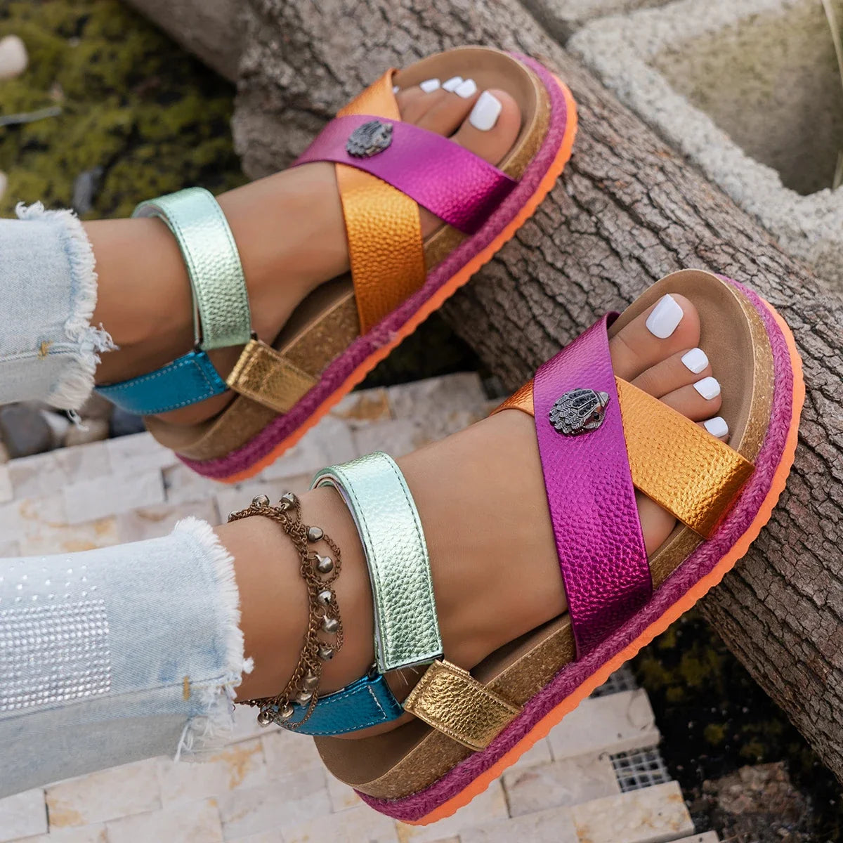 Women Sandals Outdoor Breathable Casual Flat Shoes Women Plus Size Sandals Comfortable 2026 Summer Sandals Sandalias De Mujer