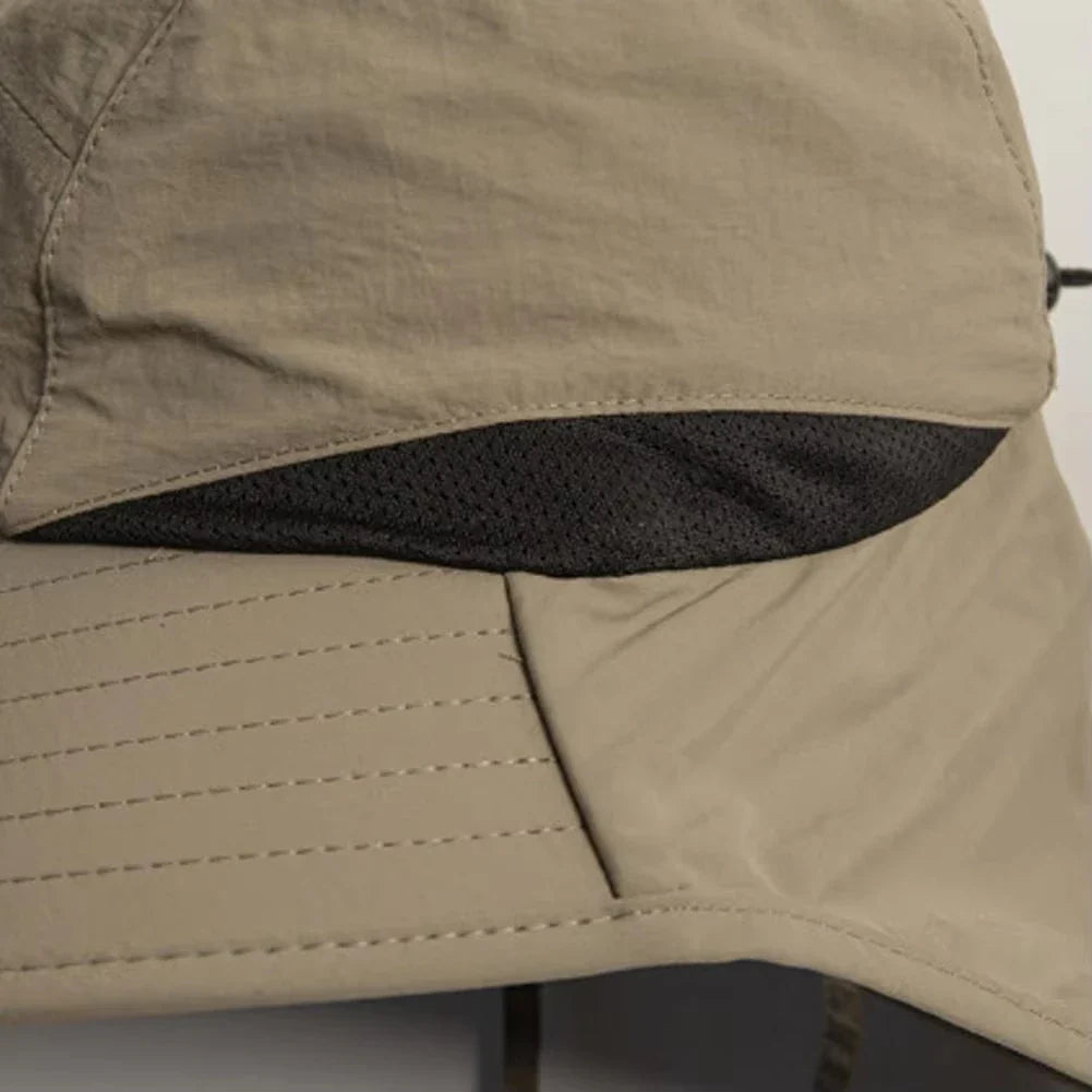 1Pc Outdoor Sun Hat Anti-UV Sun Protection Fisherman Hat Windproof Quick-Dry Neck Protection Mesh Breathable Thin Camping Cap