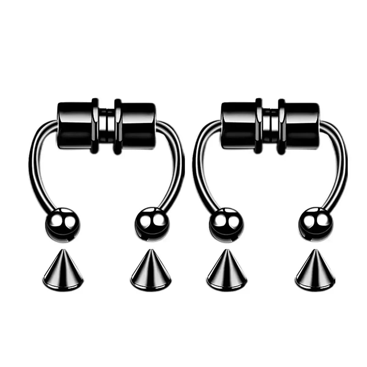 1/2/3/4/5pcs Fake Magnetic Stainless Steel Nose Rings, Non Piercing