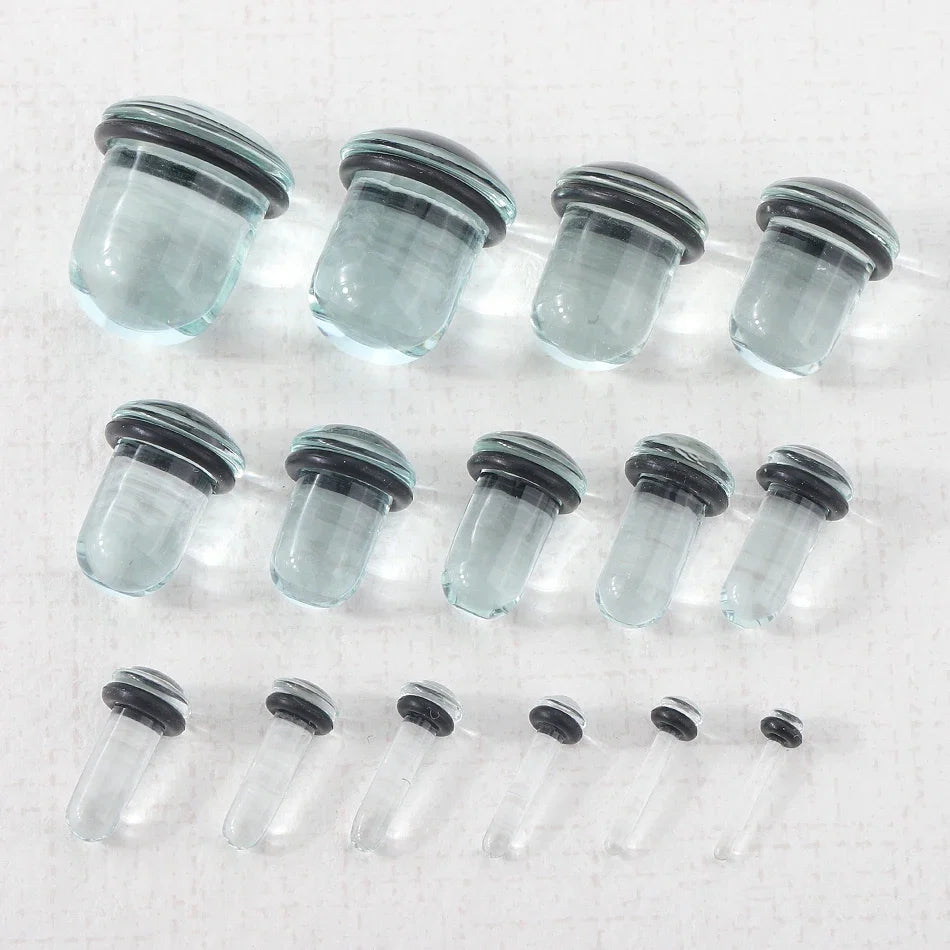 2pcs Glass Ear Gauges Stretching Kit Short Taper Expander 1.6-16mm