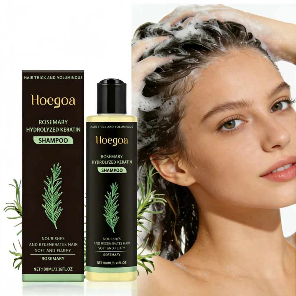 3pcs Rosemary Hair Growth Shampoo, Thickening Hydrolyzed Keratin Dry Frizzy, Damaged Repair Moisturizing Scalp Cleaning Shampoo.
