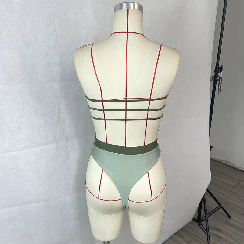 BEACHCICI Women's Bikini Two Piece Summer Sexy Contrasting Color Chest Strapless Wrapping High Waist Beach Vacation Swimsuit