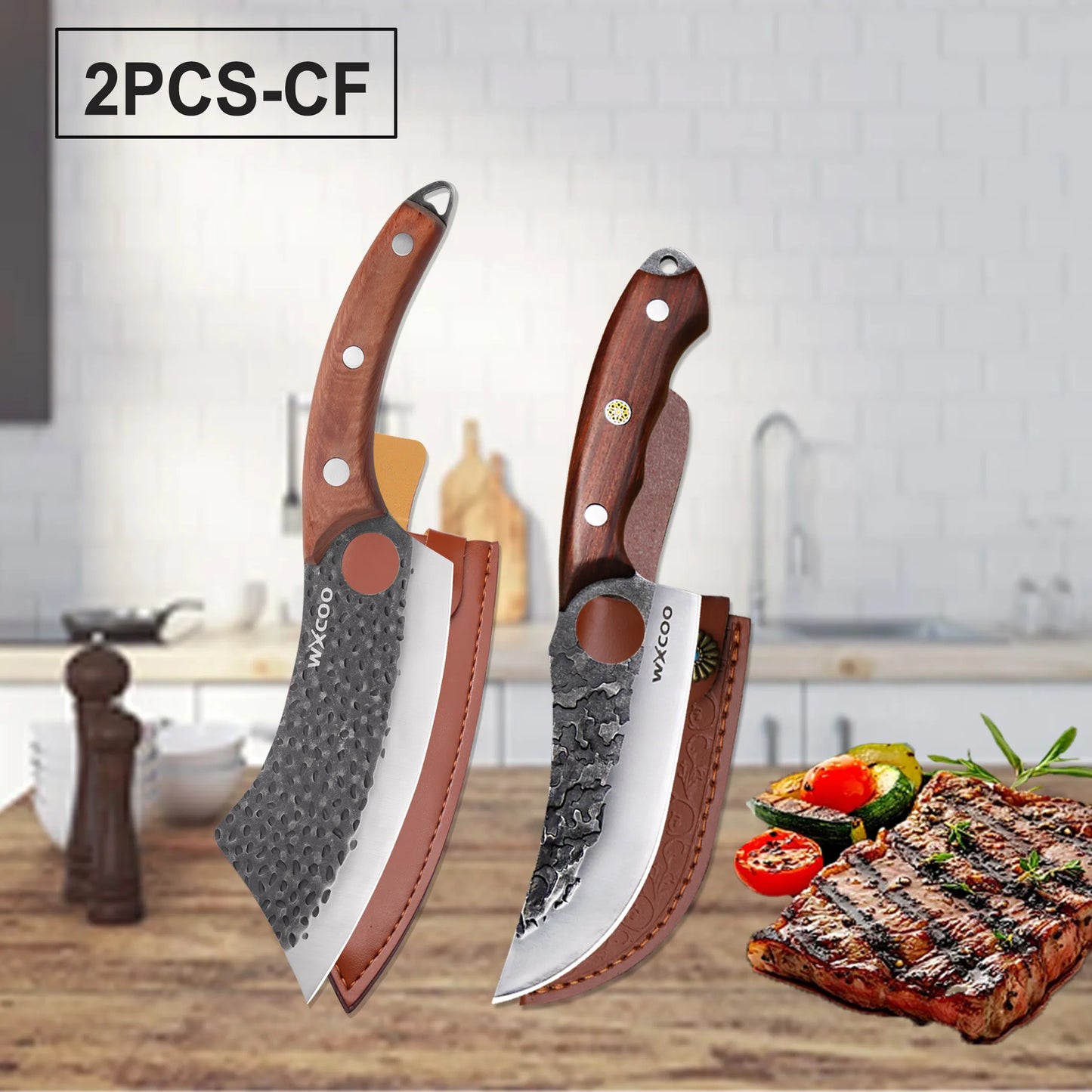 Professional Kitchen Forged Knife BBQ Cooking Chef Knives Wooden Handle Meat Cleaver Fruit Cutter Boning Knife Kitchen Supplies