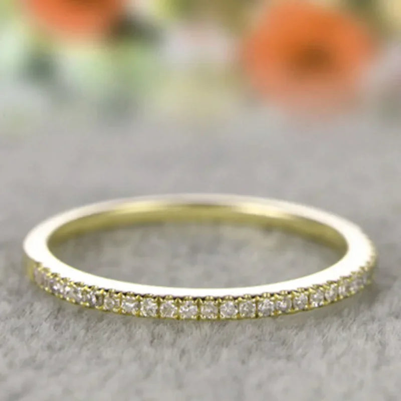 Milangirl Women's Jewelry Micro Pave Cz Zircon Crystal Wedding Band Eternity Stacking Ring Fashion  Anniversary Band