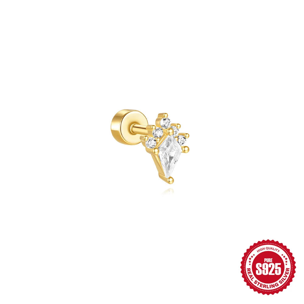 CANNER Pendientes Plata 925 Piercing Stud Earrings For Women Cubic Zirconia 925 Sterling Silver Cartilage Earring Jewerly 1pcs