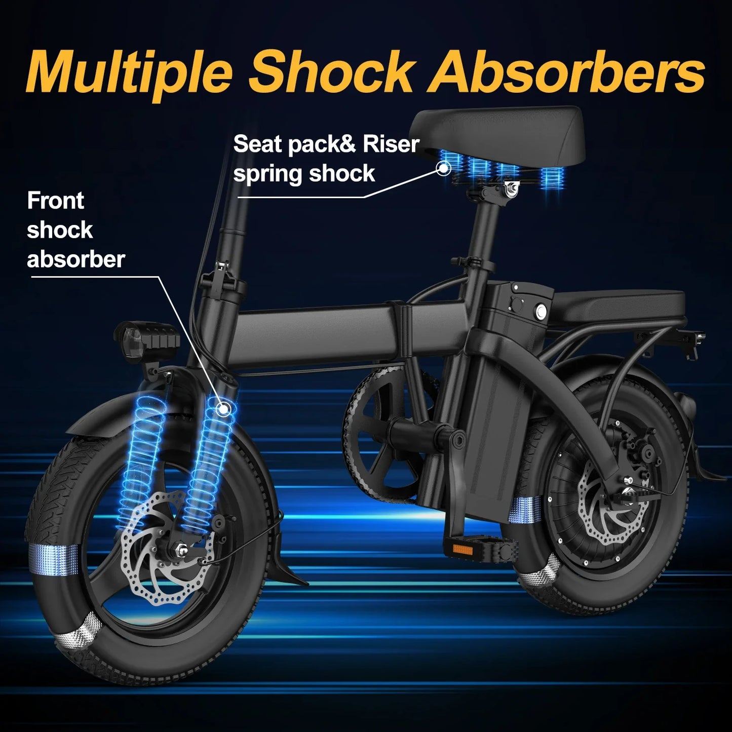 Peak 750W Electric Bikes Adult, 48V 480Wh Removable Battery, 20MPH Compact Folding With LCD Display, 20-30Miles Commute.