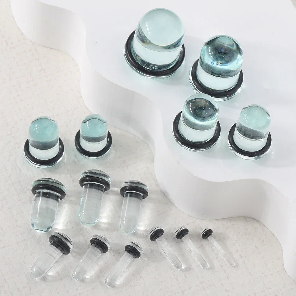 2pcs Glass Ear Gauges Stretching Kit Short Taper Expander 1.6-16mm
