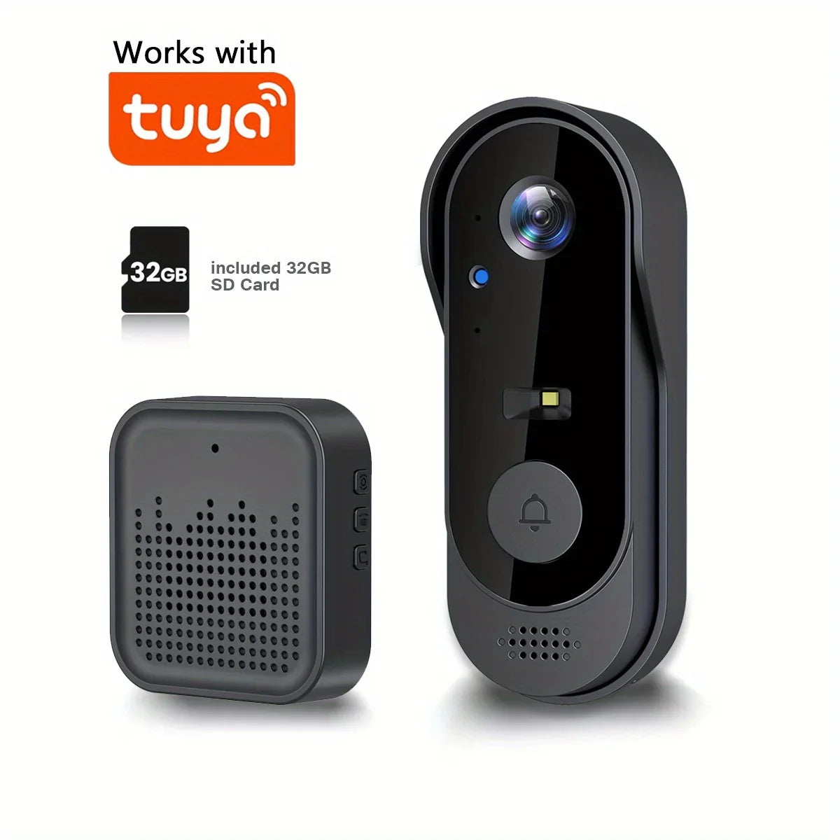 WiFi Home Smart Video doorbell, Outdoor bidirectional HD door eye camera, 1080P support SD card cloud storage waterproof.