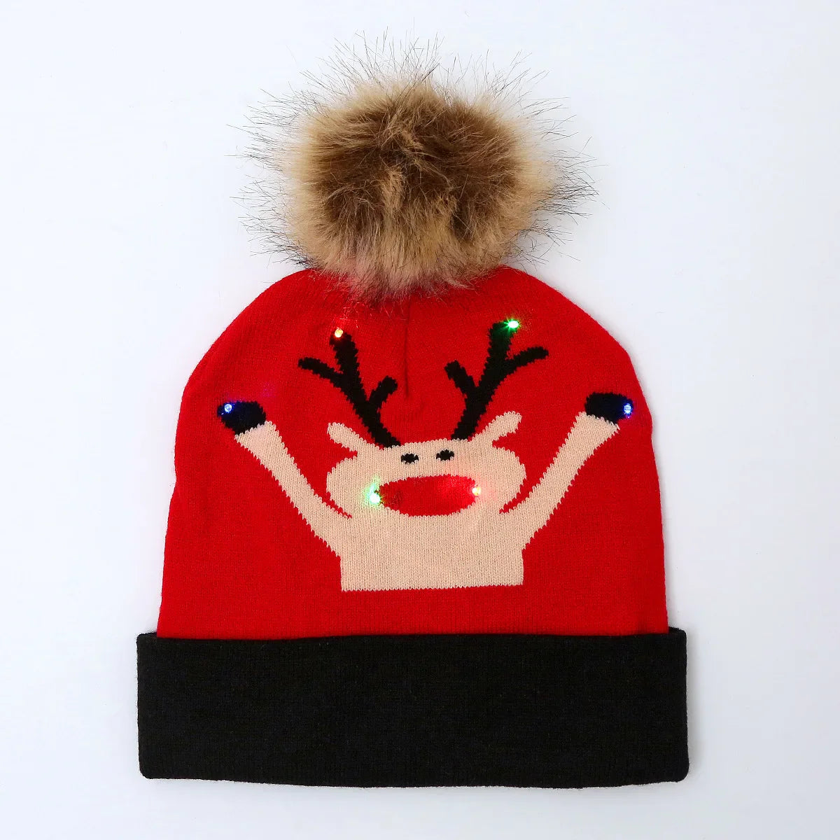 LED Christmas Hat Creative Flashing Led Light Knitted Hat Snowman Winter Warm Color Knitted Cap Christmas Gift