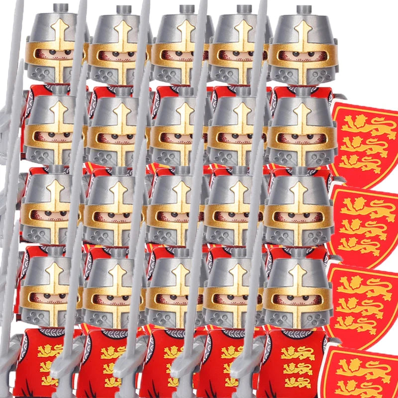 Military Building Blocks Medieval Solider Figures Gifts Toys Weapons Shield Holy Roman Saint Lazarus Jerusalem Knight Legion MOC