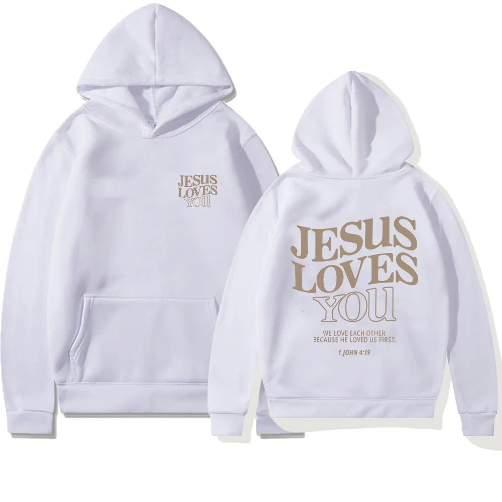 Jesus Loves You Print Hoodies for Women's Y2K Clothes Long Sleeve Fun Graphic Hooded Sweatshirts 2023 Fall Winter Pullover Tops