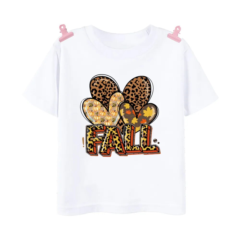 Little Pumpkin with A Lot of Spice Print T-shirt Fall Festive Shirt Kids Tops Clothes Halloween Thanksgiving Toddler Outfit Tee
