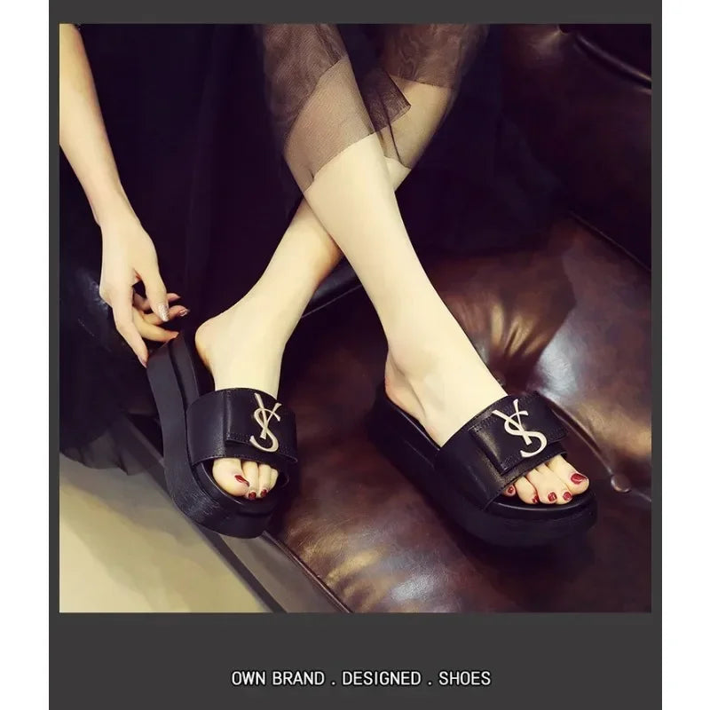 Slippers Summer Shoes Women Platform Design Slides Fashion Letters Ladies Shoes Casual Slipper Outside Non-slip Slippers Sandals