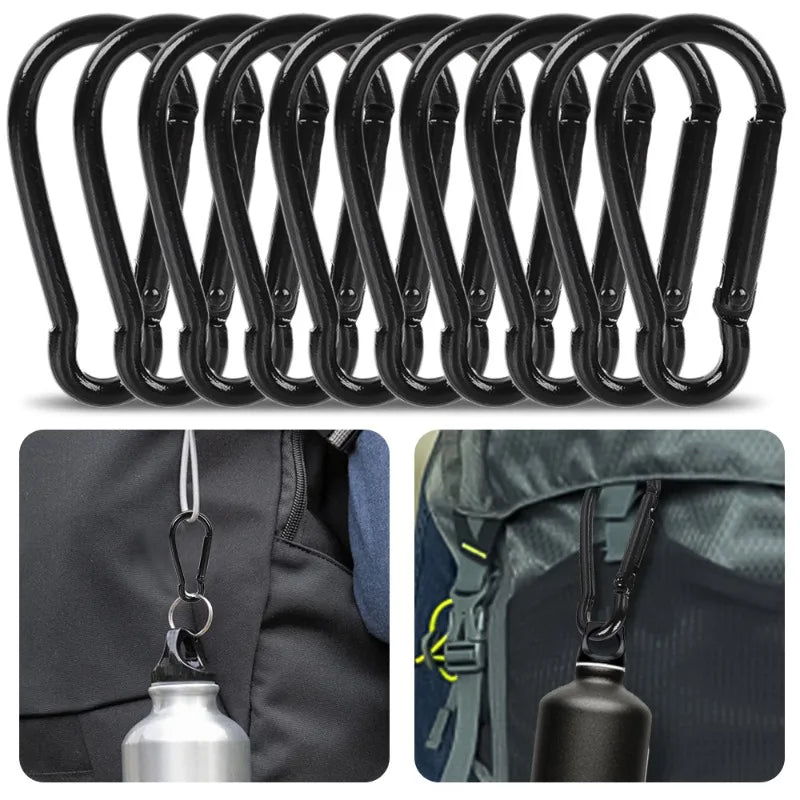 50/10pcs Mini Carabiner Keychain Alluminum Alloy D Type Buckle Spring