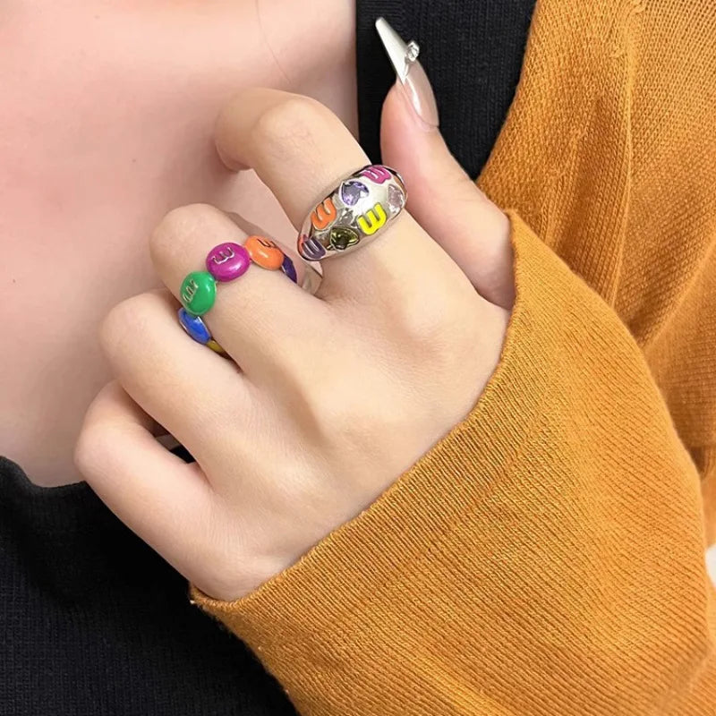 2024 New Style Trendy Candy Color 925 Sterling Silver Female Party Ring Promotion Jewelry For Women Birthday Gifts No Fade