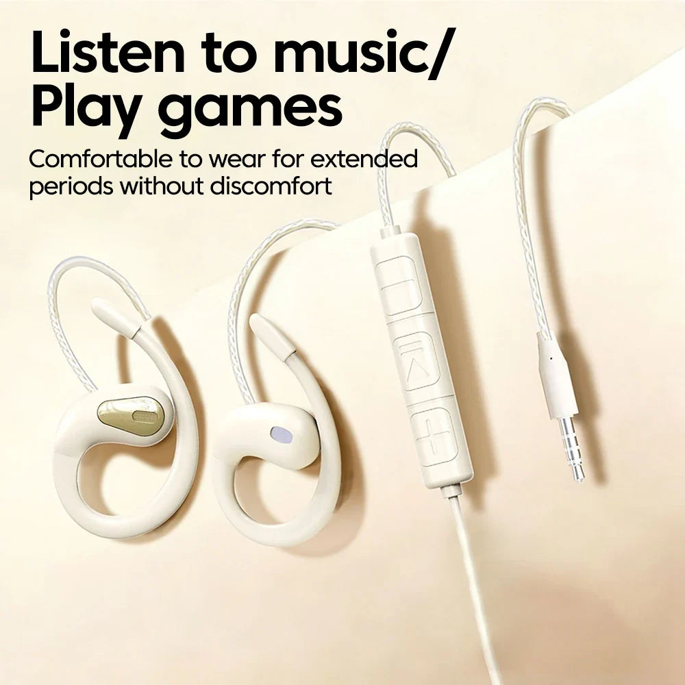 3.5mm/Type-C Wired Headphones Hook-on Ear HD Noise Cancelling Call Earphones With Dual Mic Headset For Cellphone Computer Earbud