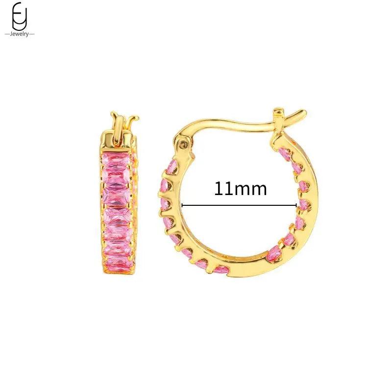 925 Sterling Silver Needle Rose Red Crystal Stud Earrings For Women Water Drop/Heart Pendant Gold Earrings Fashion Jewelry Gifts