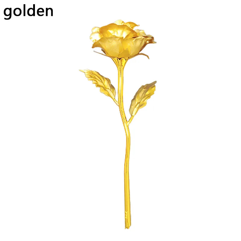 Valentine's Day Creative Gift 24K Foil Plated Rose Gold Rose Lasts Forever Love Wedding Decor Lover Lighting Roses Creative Gift