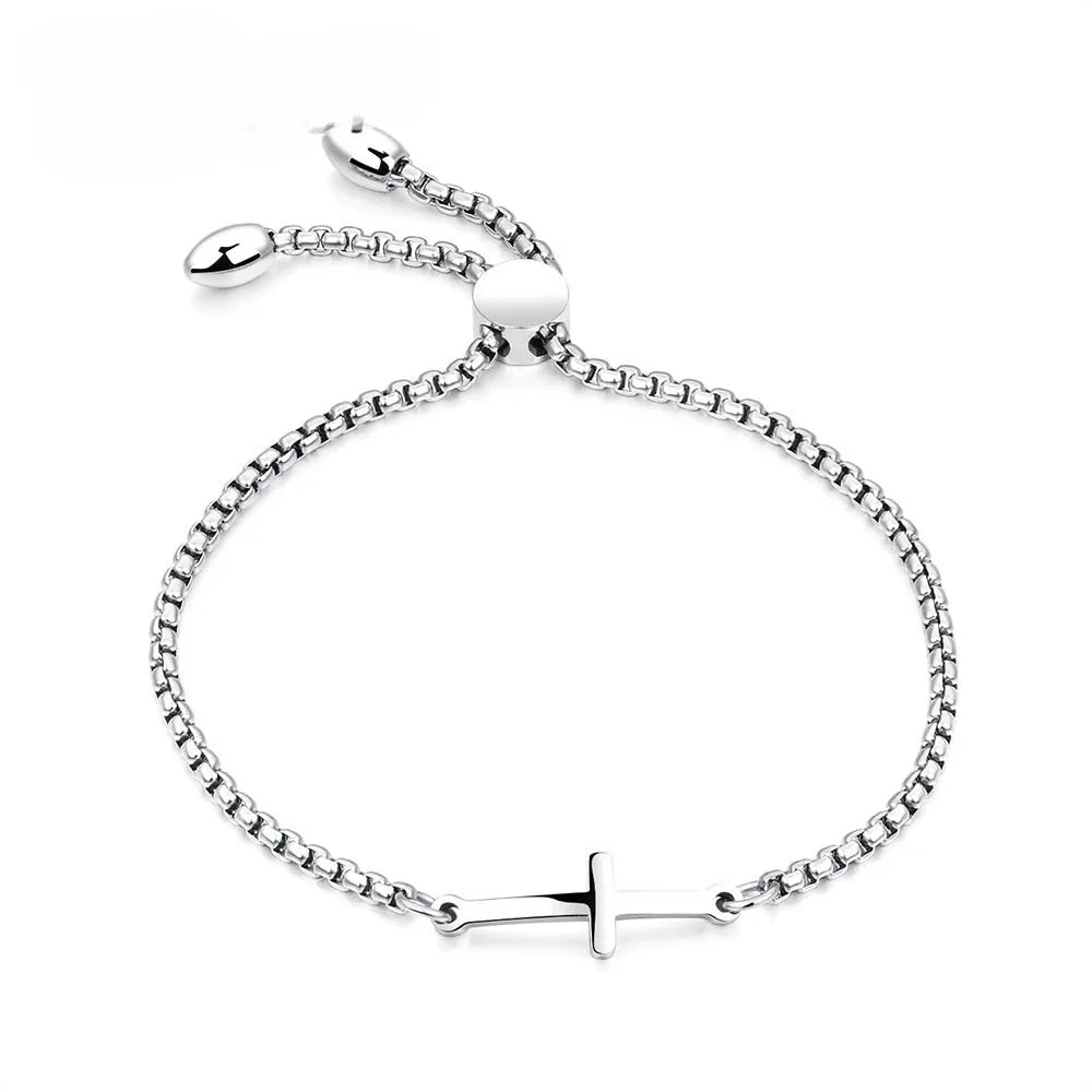 Lokaer Simple Student Cross Bracelet Friendship Jewelry Birthday Gifts Stainless Steel Women's Charm Bracelet Box Chain B17097
