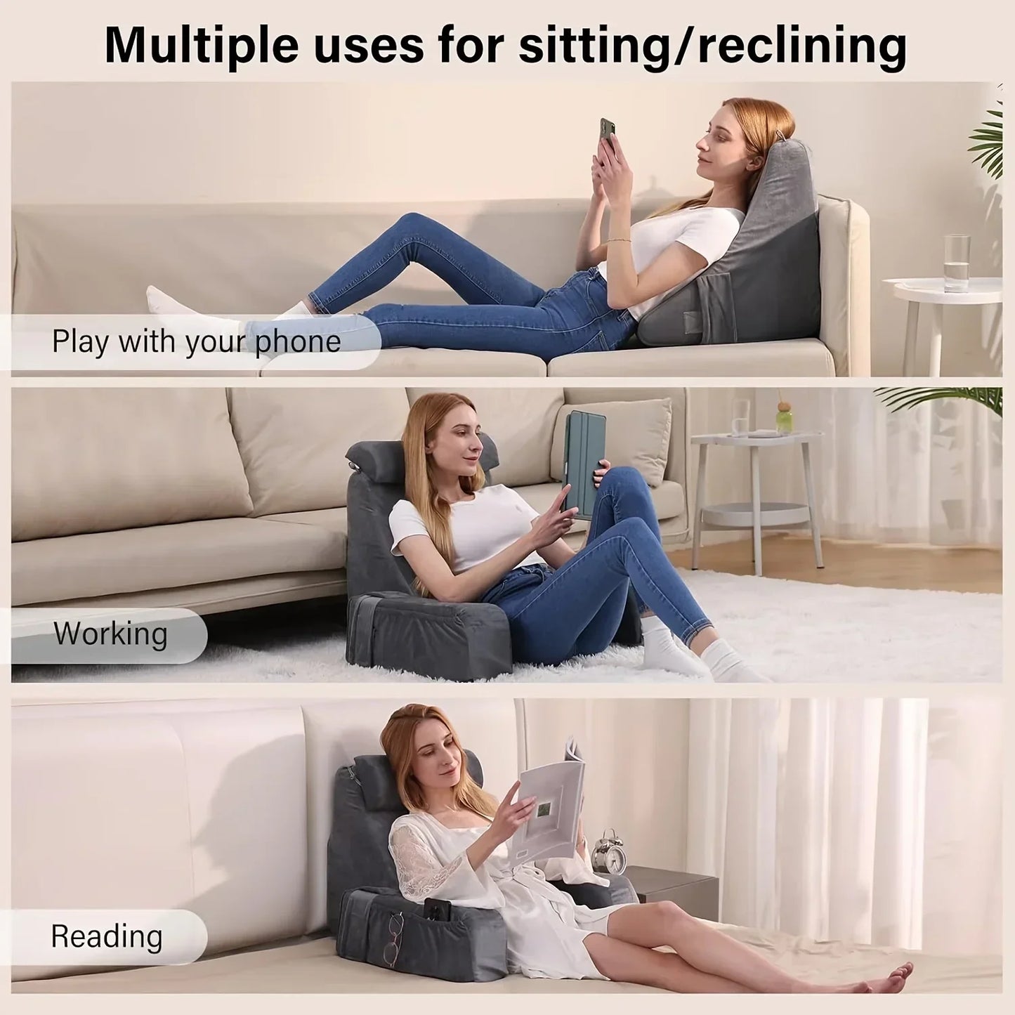 Reading Pillow for Bed, Extra Large Arm Rest  Memory Foam.