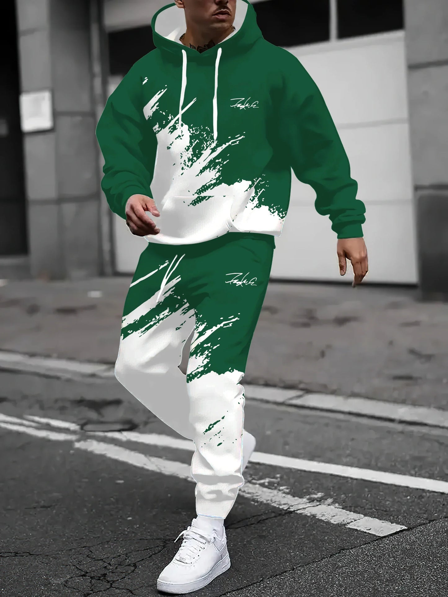 2025 Spring and Autumn, New Men hoodie set casual roller skating, 3D printed street men wear.