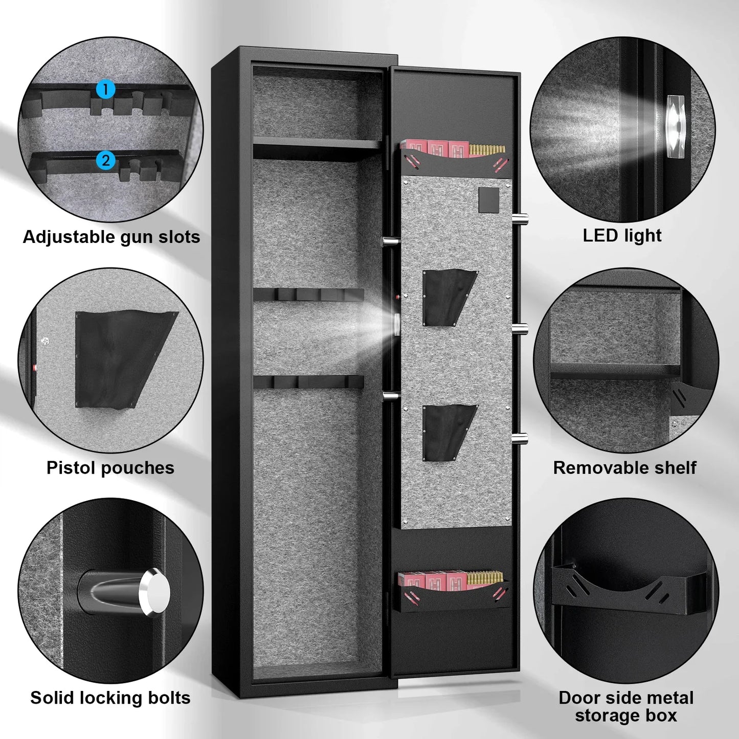 Biometric Gun Safe, Quick Access Rifle Gun Safe with Silent Mode Alarm System.