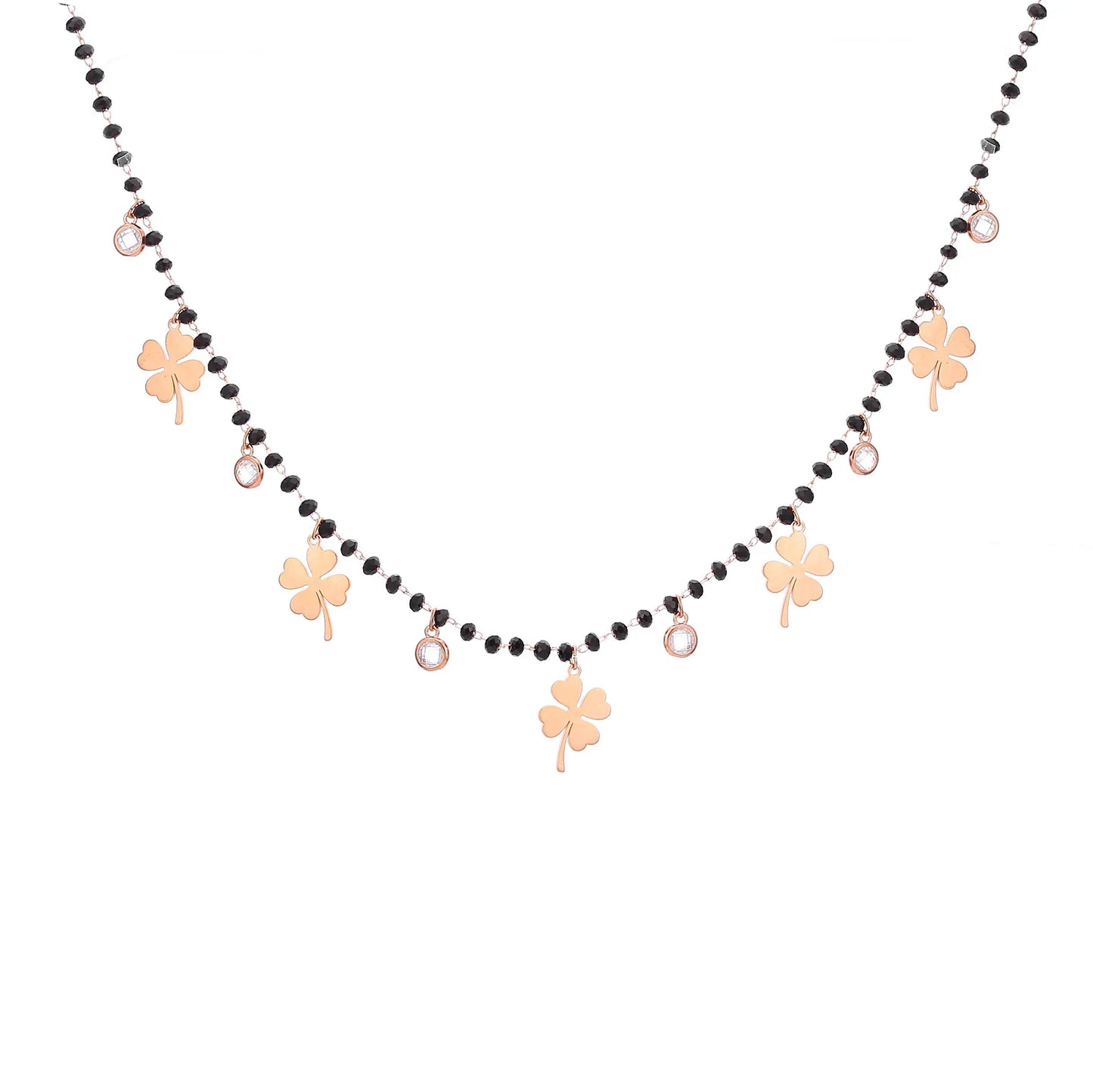 Fashion Double Layer Black Crystal Beads Necklace For Women Stainless Steel Star Choker Necklace Women's Jewelry femme Bijoux