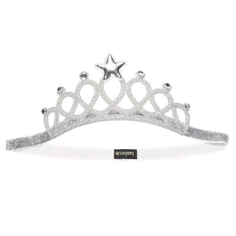 Child Rhinestones Princess Headband Elastic Hair Crown Tiara Accessories Hair Band Accessory Gift