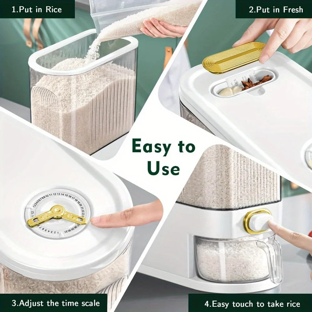 5kg/10kg Rice Dispenser Large Storage Container with Measuring Cup