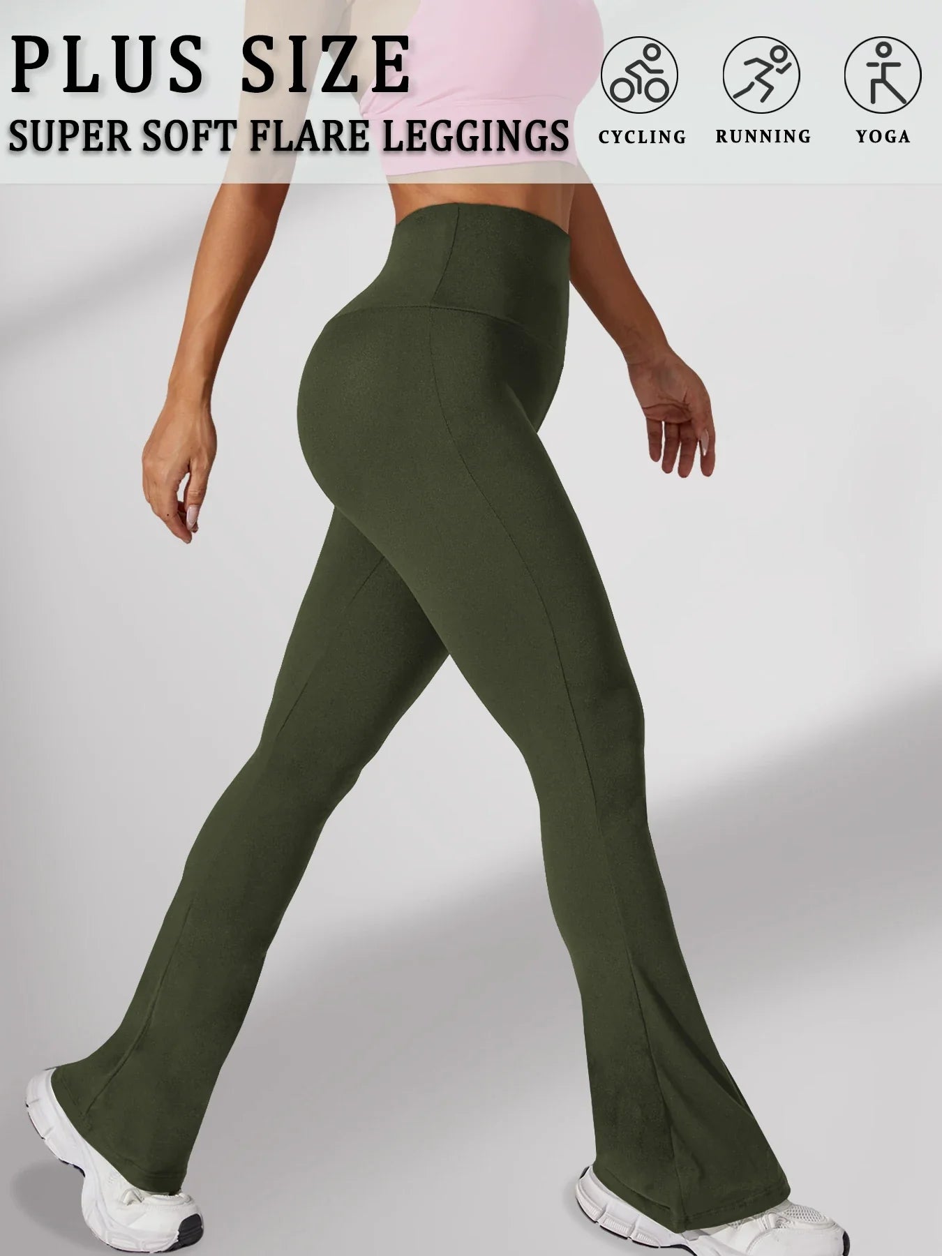 Plus Size Women's Super Soft High Waisted Flare Pant, Soft Bootleg Bell Bottoms.