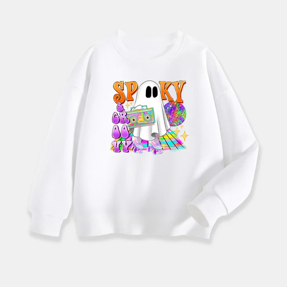 Kids Ghost Halloween Sweatshirt Toddler Cute Halloween Sweater Tee Vintage Ghost Crewnewck Fall Hoody Autumn Clothes