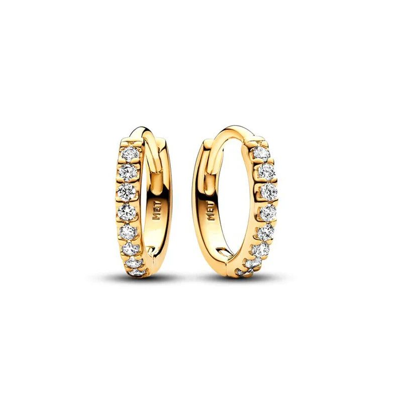 New 24K Gold Plated Pavé Heart Hoop Earring Huggie Hoop Earring 925 Silver Charm Hoop Earring Fine Jewelry Women DIY