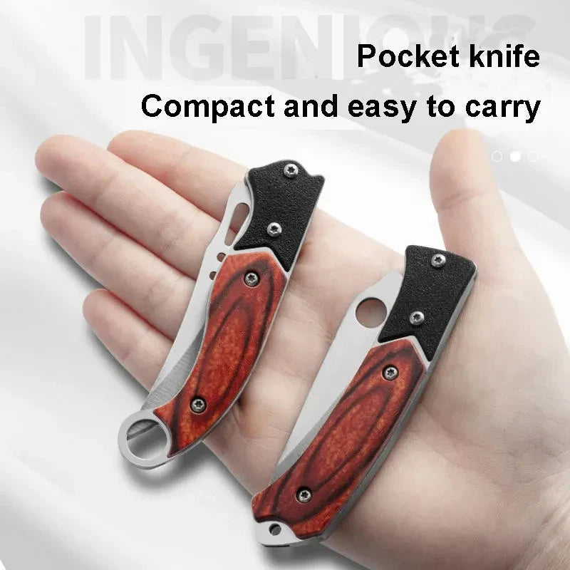 Folding Knife Stainless Steel Outdoor Knife Multifunctional Mini Knife Portable Keychain Fruit Knife