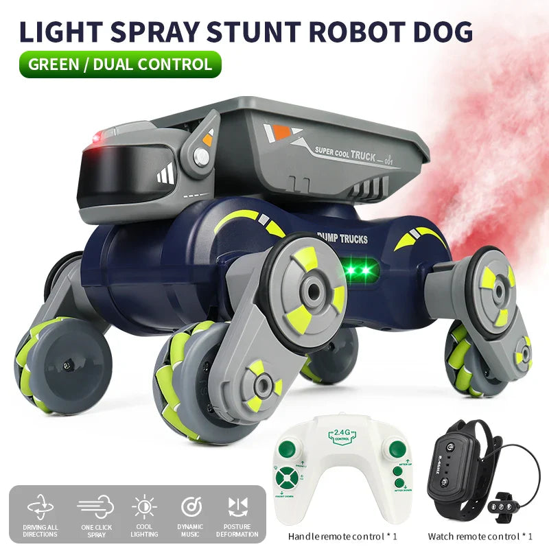 JJRC JC013P RC Robot Dog w/ Music Cool Lights Water Spray Swing Arms Stunt Car 2.4G 4WD RC Drift Car Remote Control Car Toys