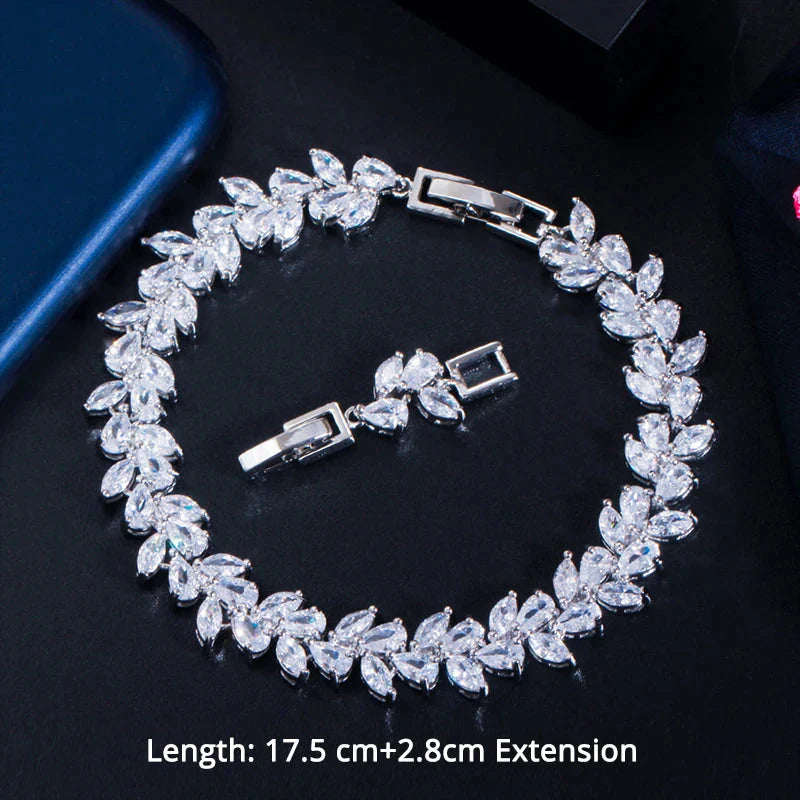 Cubic Zirconia Stone Silver Color Tennis Bracelet