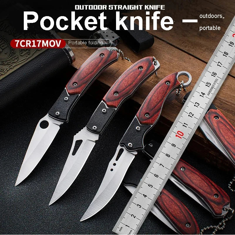 Folding Knife Stainless Steel Outdoor Knife Multifunctional Mini Knife Portable Keychain Fruit Knife