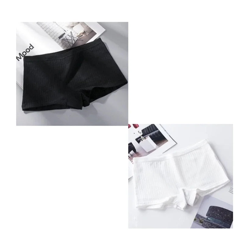 2Pcs Women Solid Cotton Boyshorts Female Soft Big Size Underwear Safety Pants Ladies Briefs Lingerie