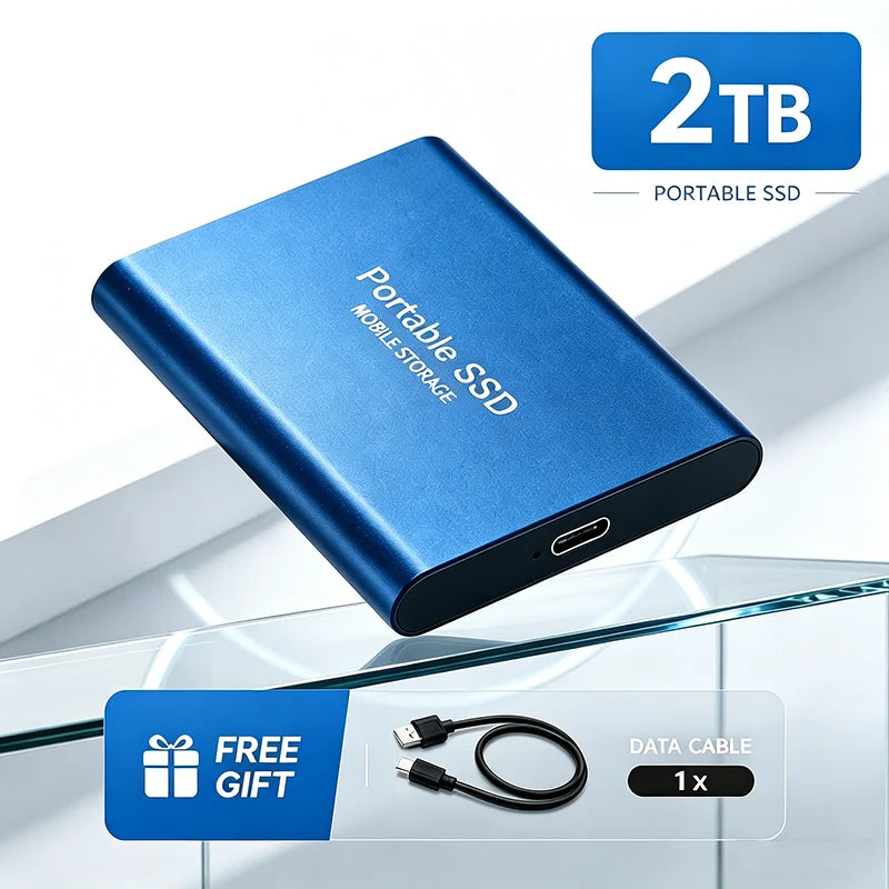 1TB Portable SSD 2TB External Hard Drive USB 3.1 High Speed Mobile Data Storage for Laptop Mac PC Compact Durable Use