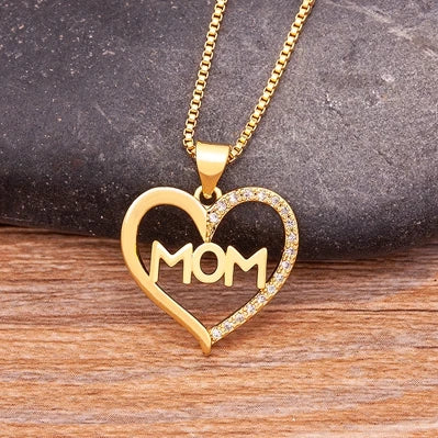 Nidin Classic Fashion Exquisite Mother's Day Gold Color Necklace Mom Letter Love Charms Pendant Chain Neck  Anniversary Jewelry
