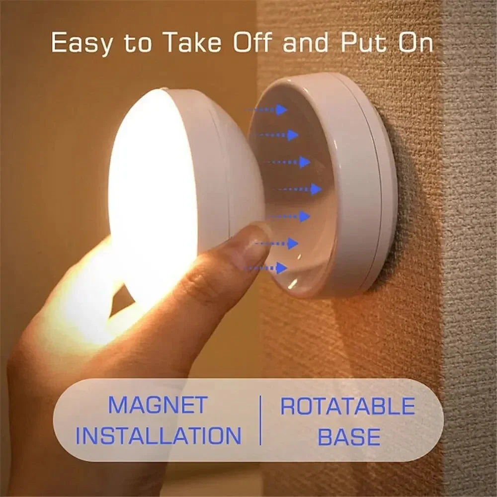 Night Lamp With Motion Sensor Rechargeable Wireless LED Night Light, 360 Rotating Magnetic Light For Room Bedside Table