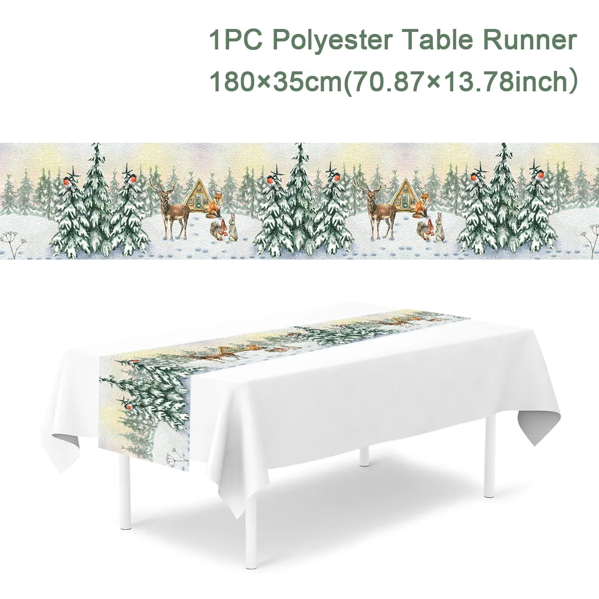 Christmas Polyester Table Runner Merry Christmas Decoration For Home 2023 Xmas Gifts Navidad Noel New Year 2024 Natal Tablecloth
