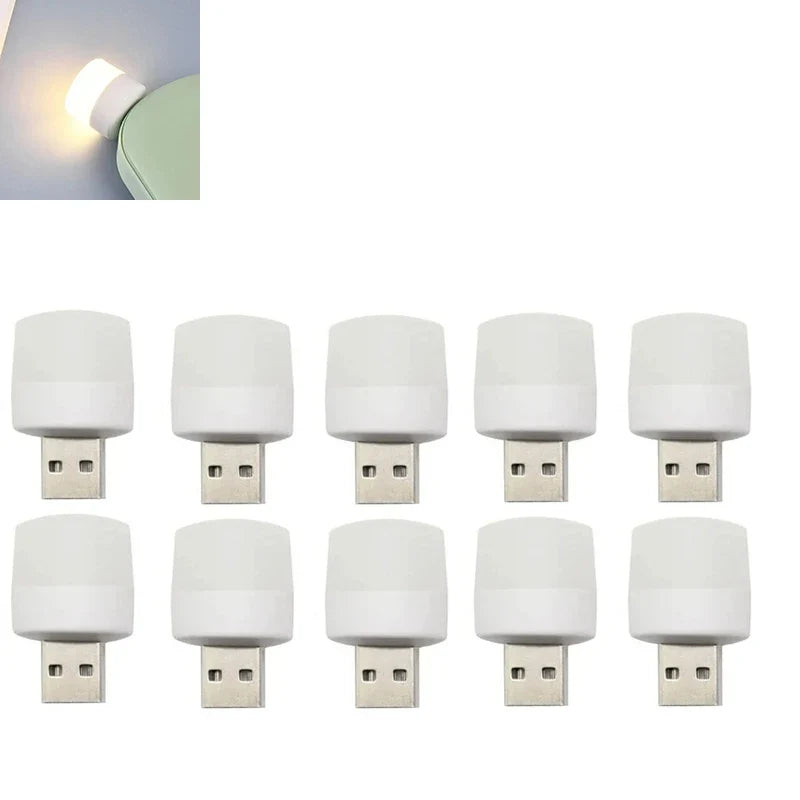 USB Night Light Mini LED Night Light USB Plug Lamp Power Bank Charging USB Book Lights Small Round Reading
