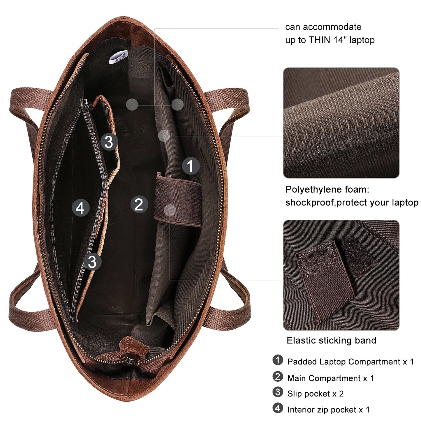 S-ZONE Women Vintage Genuine Leather Tote Bag Large Shoulder Purse Work Handbag