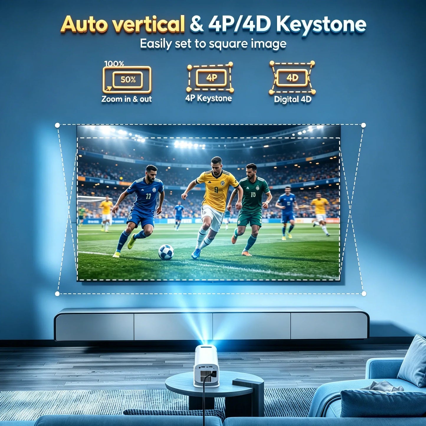 XGODY Mini 4K Projector, 720P Native 300 ANSI, Android 11 Short Throw Smart Projector  WiFi 6 BT5.4, 180° Stand, Auto Keystone for Home Theater Bedroom Gift