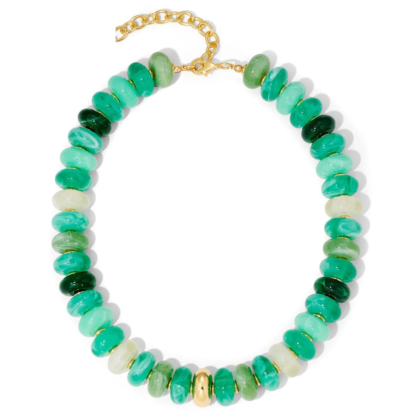 Chunky Colorful Beaded Choker Necklace Women Summer Trendy Round Resin Beads Chain Necklaces Statement Jewelry Gift for Vacation