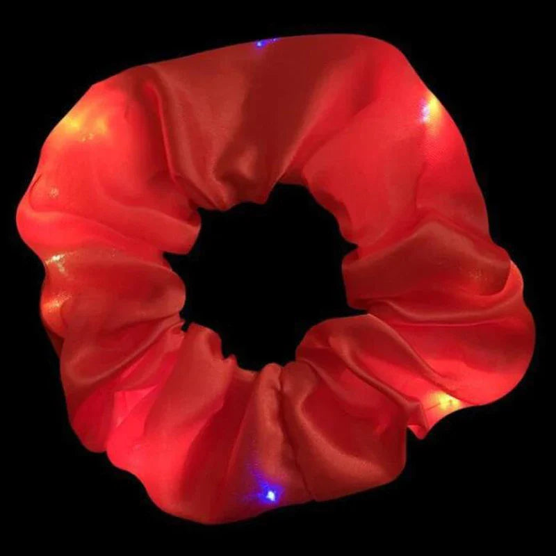 Colorful LED Hair Scrunchies Light Up Hair Bands Elastic LED Light Women Girls Hair Ties for Halloween Christmas Glow Part