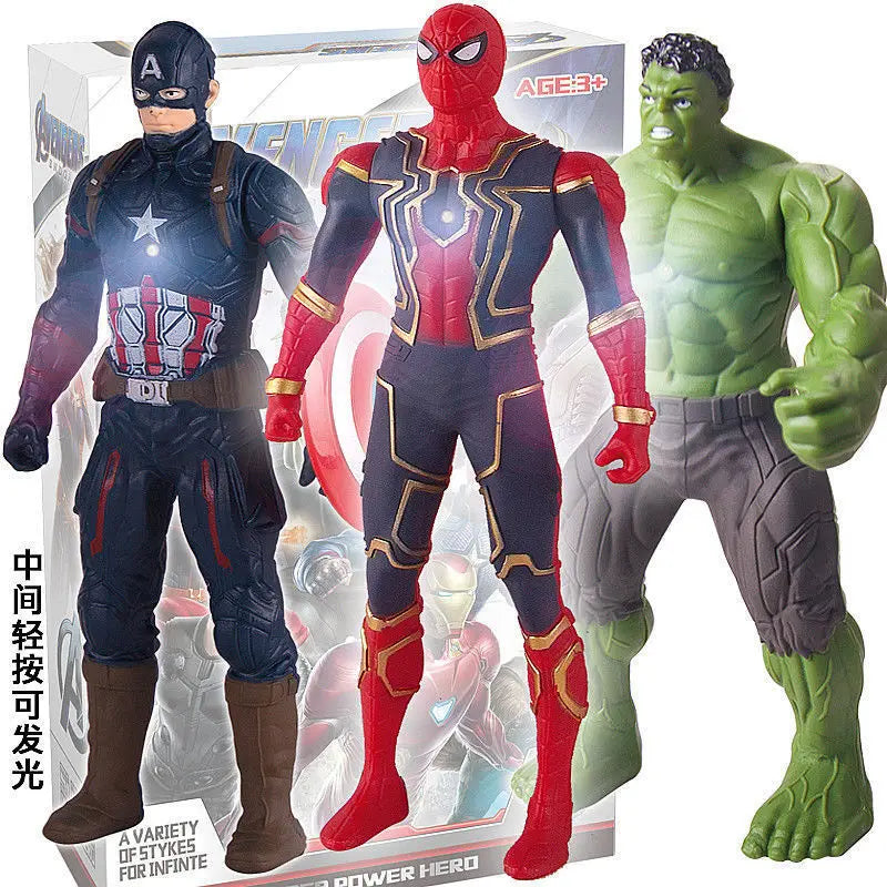 Marvel Spiderman Hulk Ironman Anime Hobby Toy Christmas Gift Movable Joints Luminous Doll Collection Handmade Model Fashion Toy