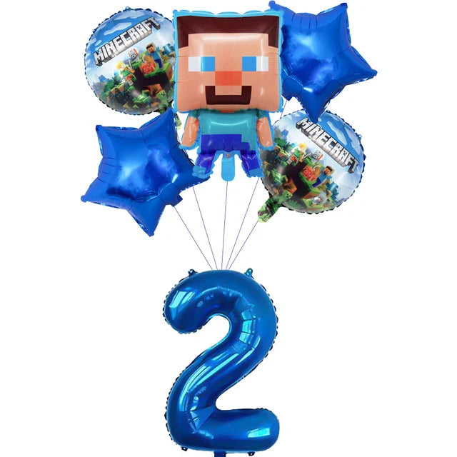 Miner Crafting Pixel Video Game Party Decor Disposable Tableware Cup Plate Tablecloth Balloon Baby Shower Kid Boy Party Supplies