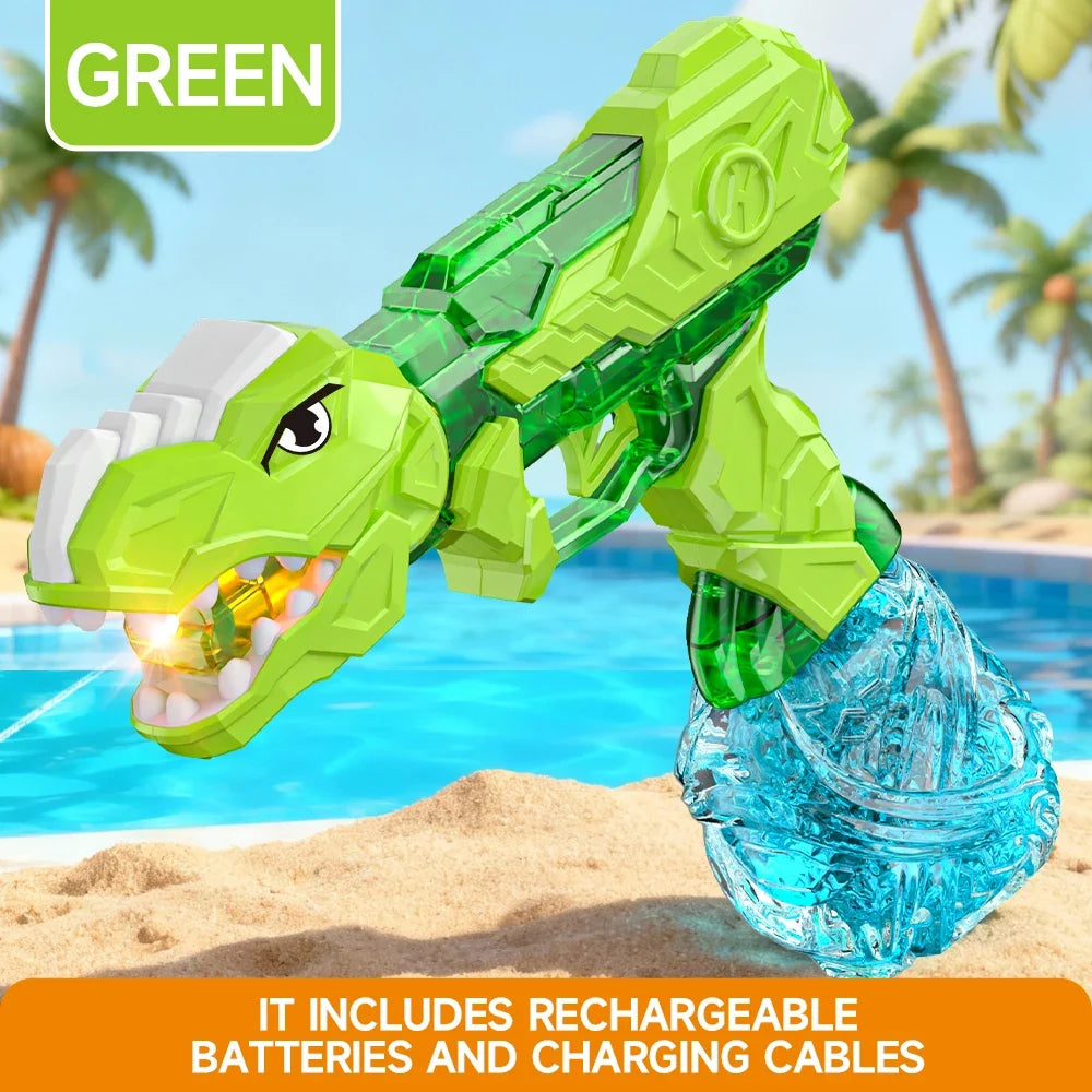 Electric Dinosaur Water Gun With LED Light Up Continuous Shooting Up to 8M Range Summer Pool Beach Toy for Kids Boys Girls